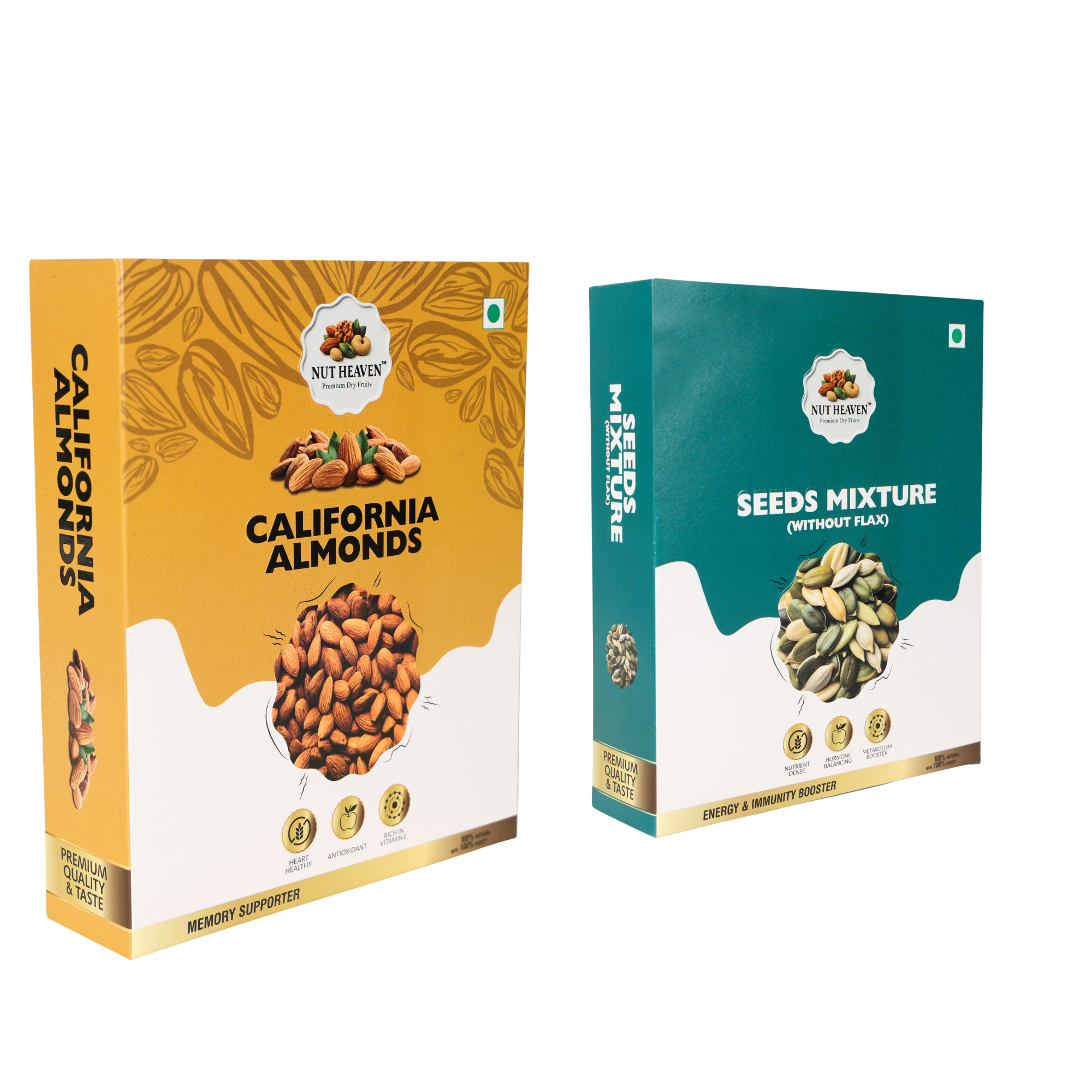Nut Heaven Almonds 500g + Seed Mix 200g | Gym Power Pack | High Protein Fitness Snack Combo
