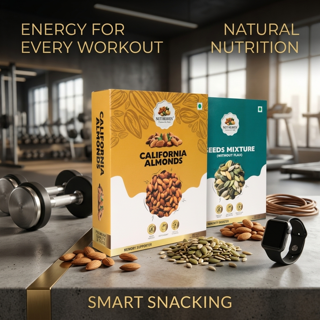 Nut Heaven Almonds 500g + Seed Mix 200g | Gym Power Pack | High Protein Fitness Snack Combo