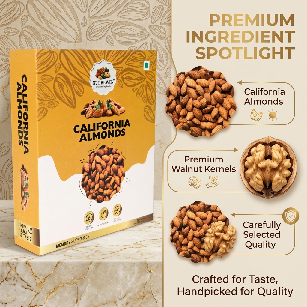 Nut Heaven Almonds 500g + Walnuts 200g | Omega Strength Combo | Healthy Dry Fruits Pack
