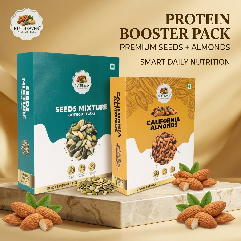 Nut Heaven Seed Mix 500g + Almonds 200g | Protein Booster Pack | Healthy Fitness Snack Combo