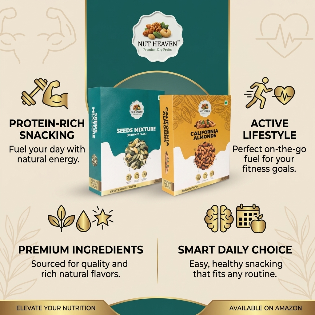 Nut Heaven Seed Mix 500g + Almonds 200g | Protein Booster Pack | Healthy Fitness Snack Combo