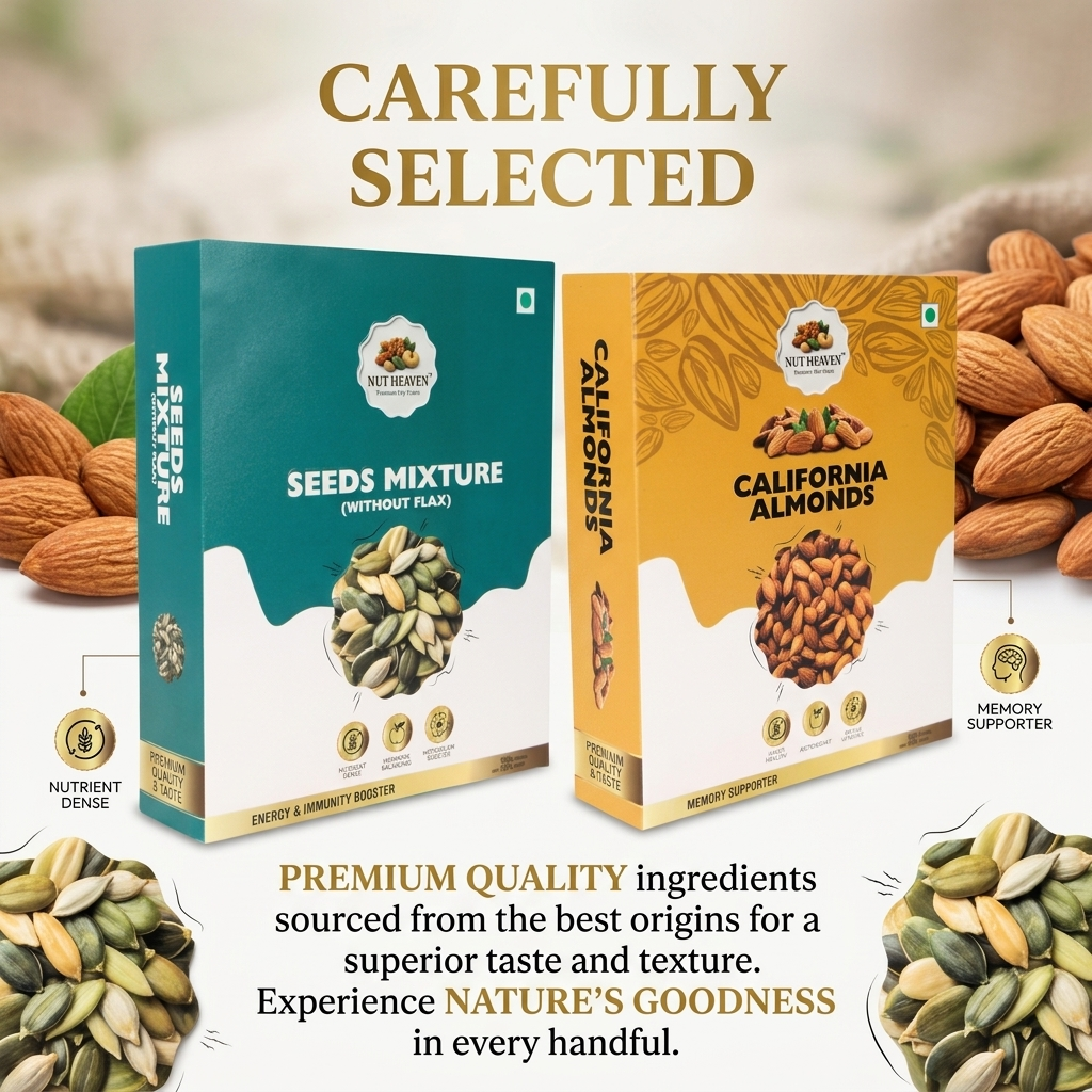 Nut Heaven Seed Mix 500g + Almonds 200g | Protein Booster Pack | Healthy Fitness Snack Combo