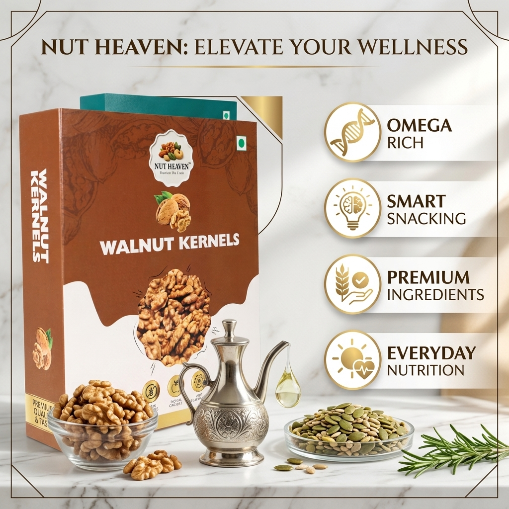 Nut Heaven Walnuts 500g + Seed Mix 200g | Brain + Body Pack | Omega Rich Healthy Snack Combo