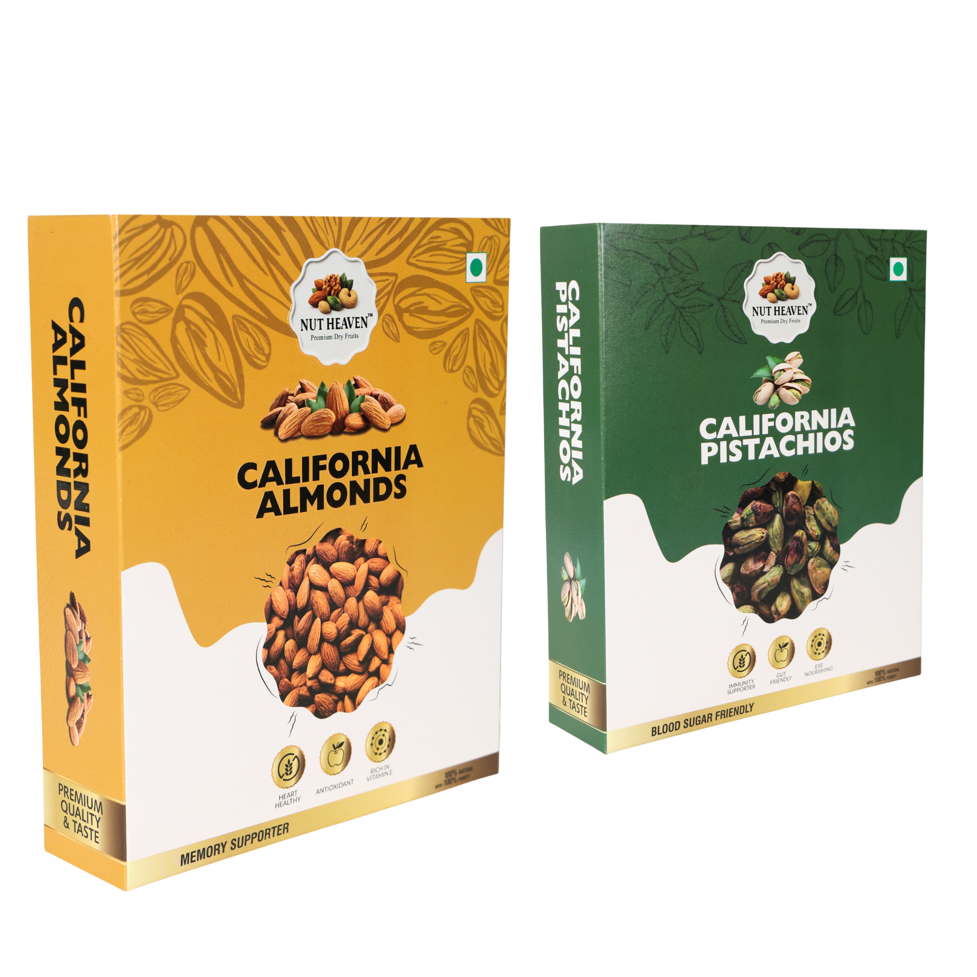 Nut Heaven Almonds 500g + Pistachios 200g | Muscle Fuel Combo | Protein Rich Dry Fruits Pack