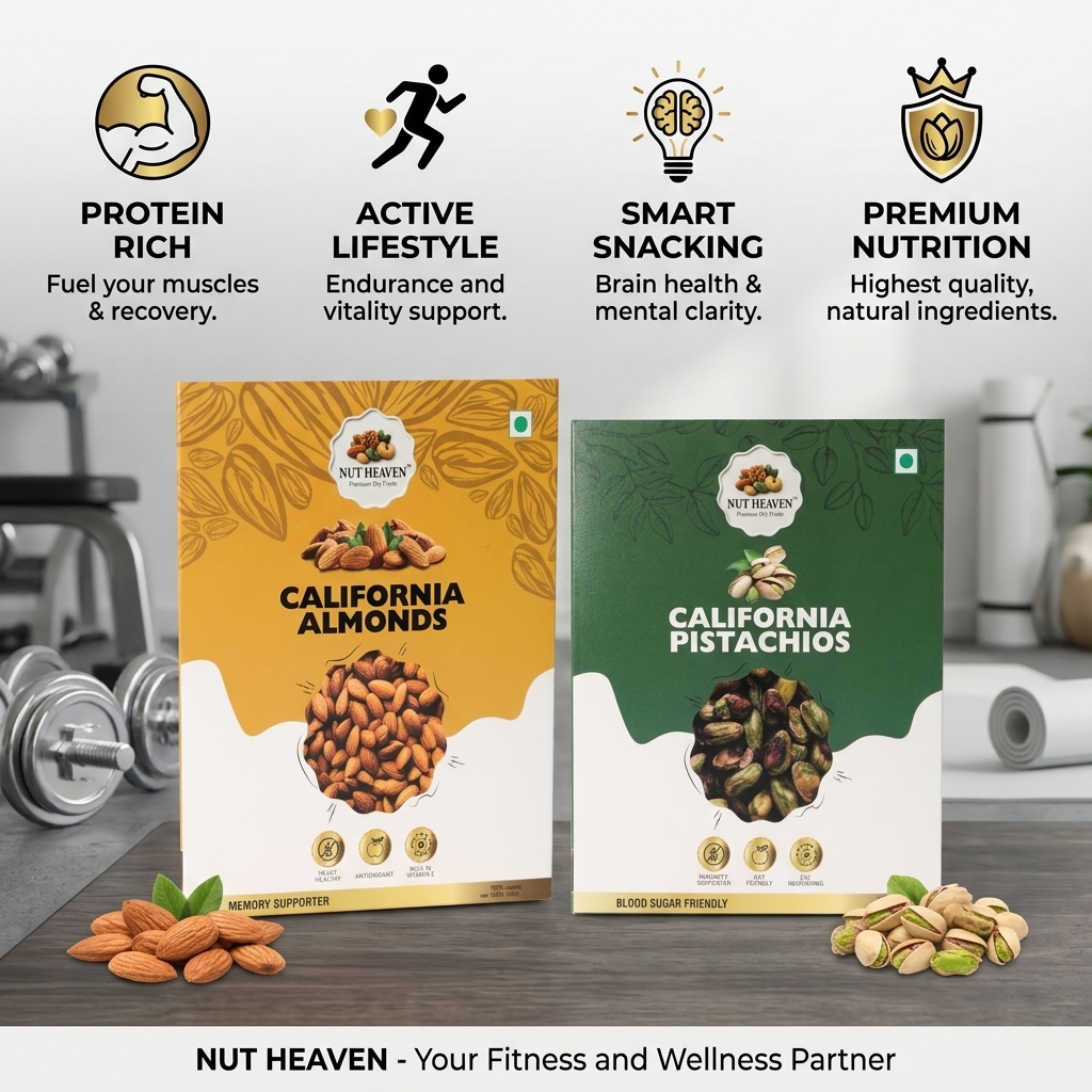 Nut Heaven Almonds 500g + Pistachios 200g | Muscle Fuel Combo | Protein Rich Dry Fruits Pack