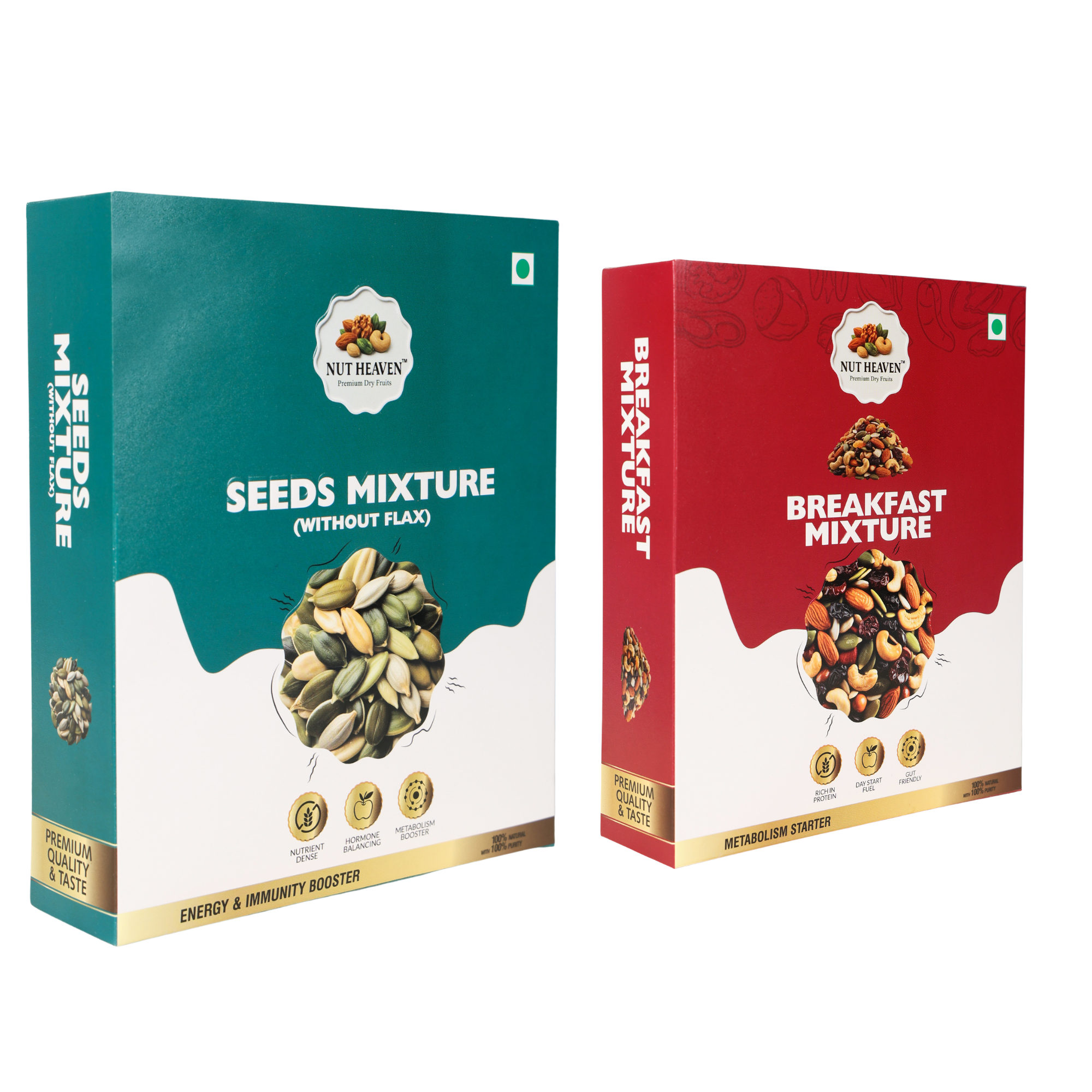 Nut Heaven Seed Mix 500g + Breakfast Mix 200g | Fiber Rich Combo | Healthy Daily Nutrition Pack