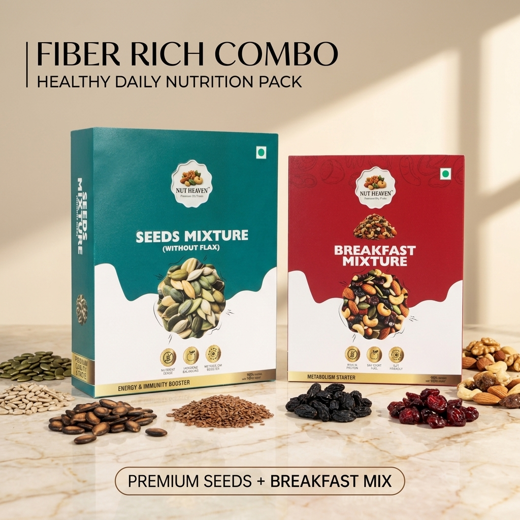 Nut Heaven Seed Mix 500g + Breakfast Mix 200g | Fiber Rich Combo | Healthy Daily Nutrition Pack