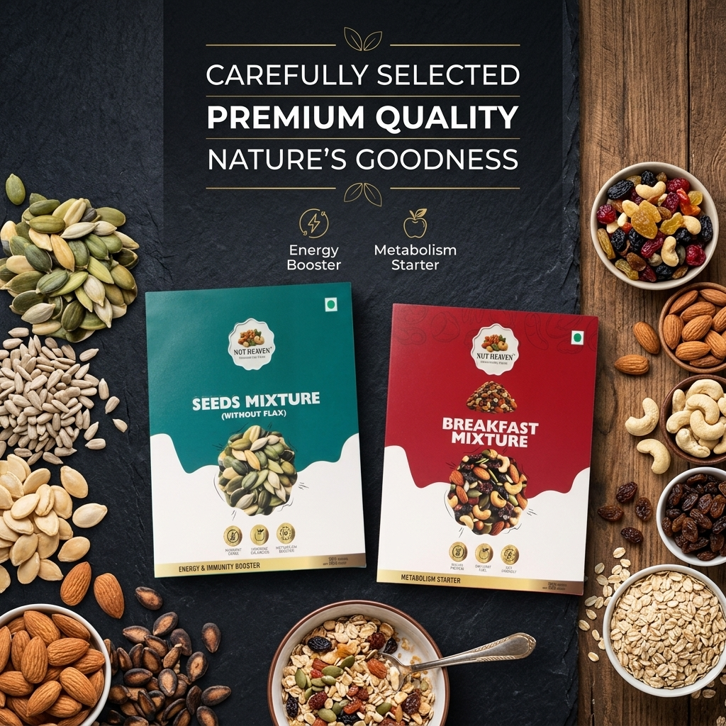 Nut Heaven Seed Mix 500g + Breakfast Mix 200g | Fiber Rich Combo | Healthy Daily Nutrition Pack