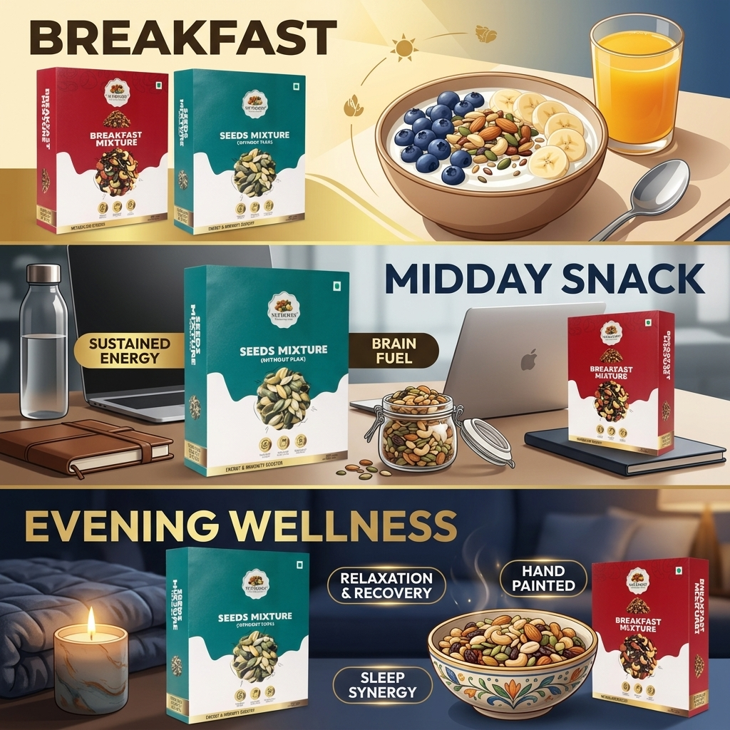 Nut Heaven Seed Mix 500g + Breakfast Mix 200g | Fiber Rich Combo | Healthy Daily Nutrition Pack