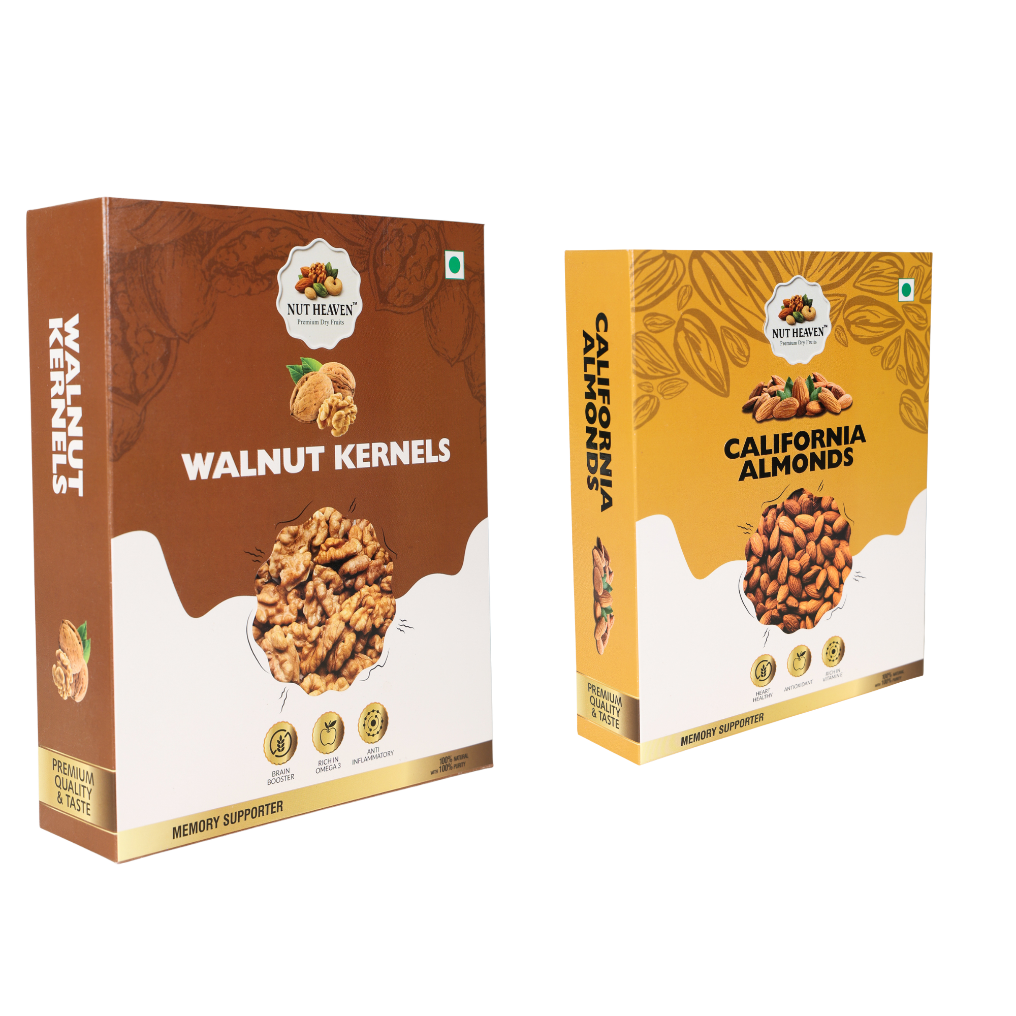 Nut Heaven Walnuts 500g + Almonds 200g | Smart Nutrition Pack | Healthy Dry Fruits Combo