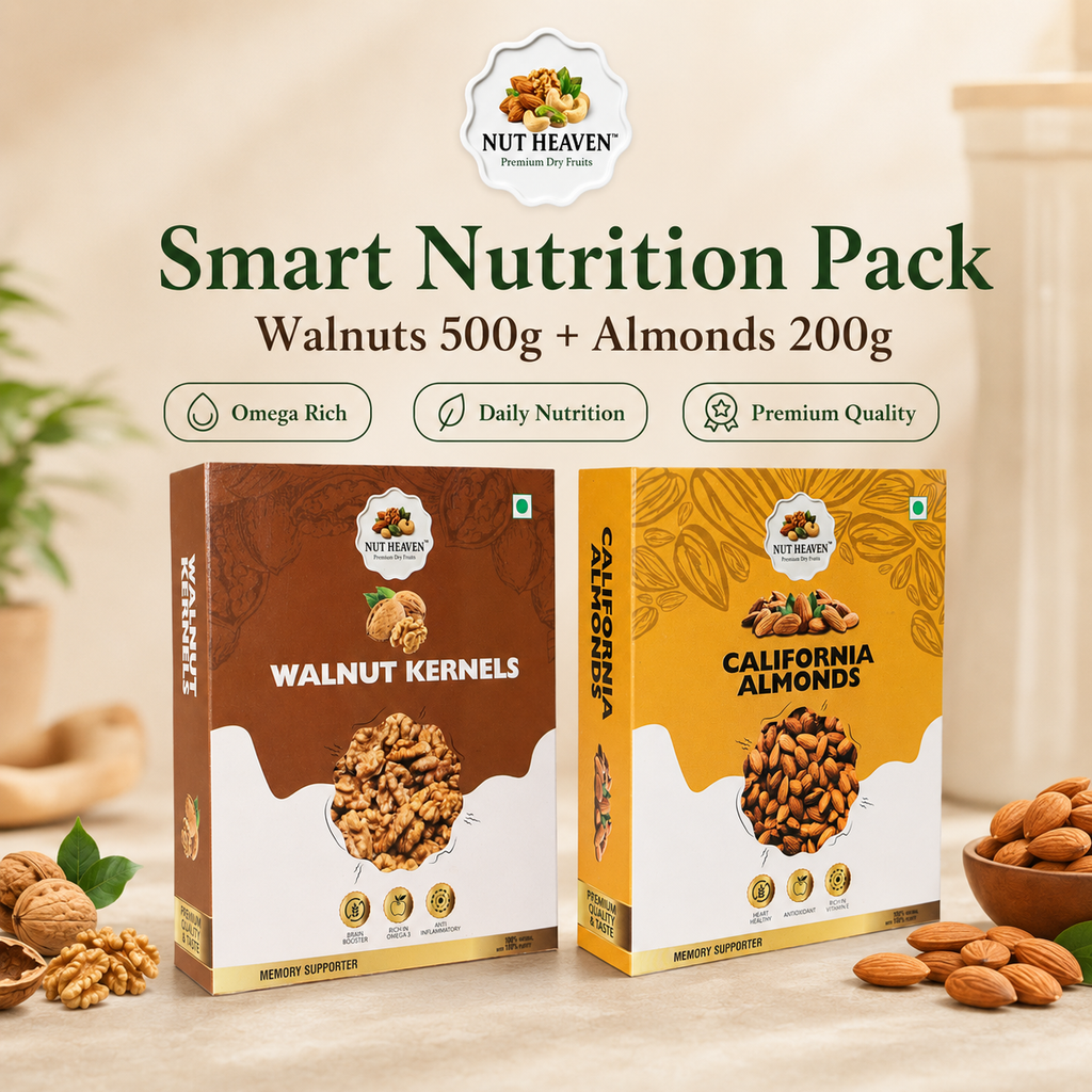 Nut Heaven Walnuts 500g + Almonds 200g | Smart Nutrition Pack | Healthy Dry Fruits Combo