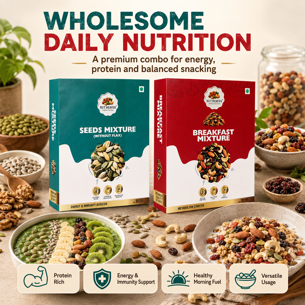 Nut Heaven Seed Mix 500g + Breakfast Mix 500g | Daily Household Combo | Healthy Nutrition Snack Pack
