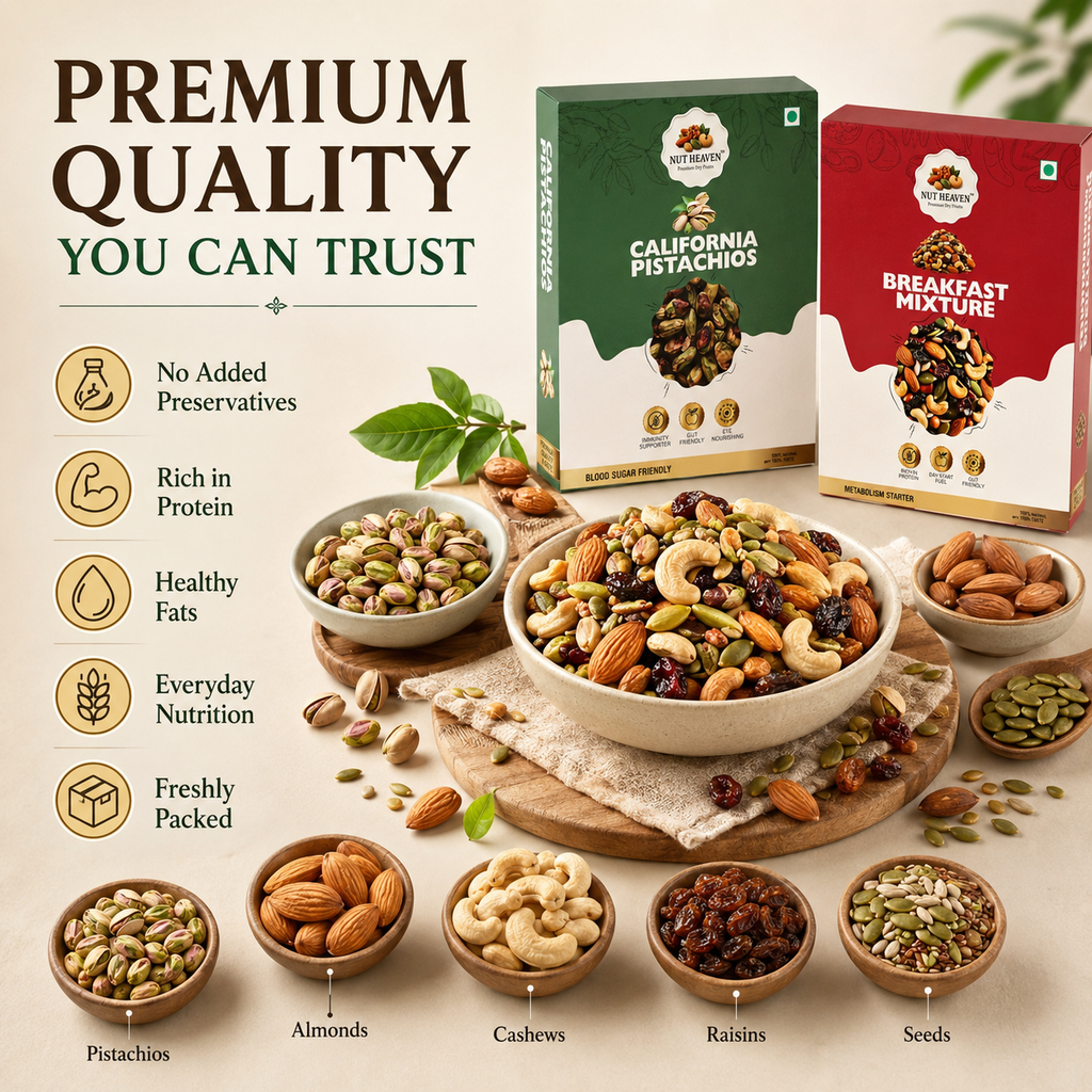 Nut Heaven Pistachios 500g + Breakfast Mix 500g | Snack Lover Pack | Healthy Dry Fruits Combo