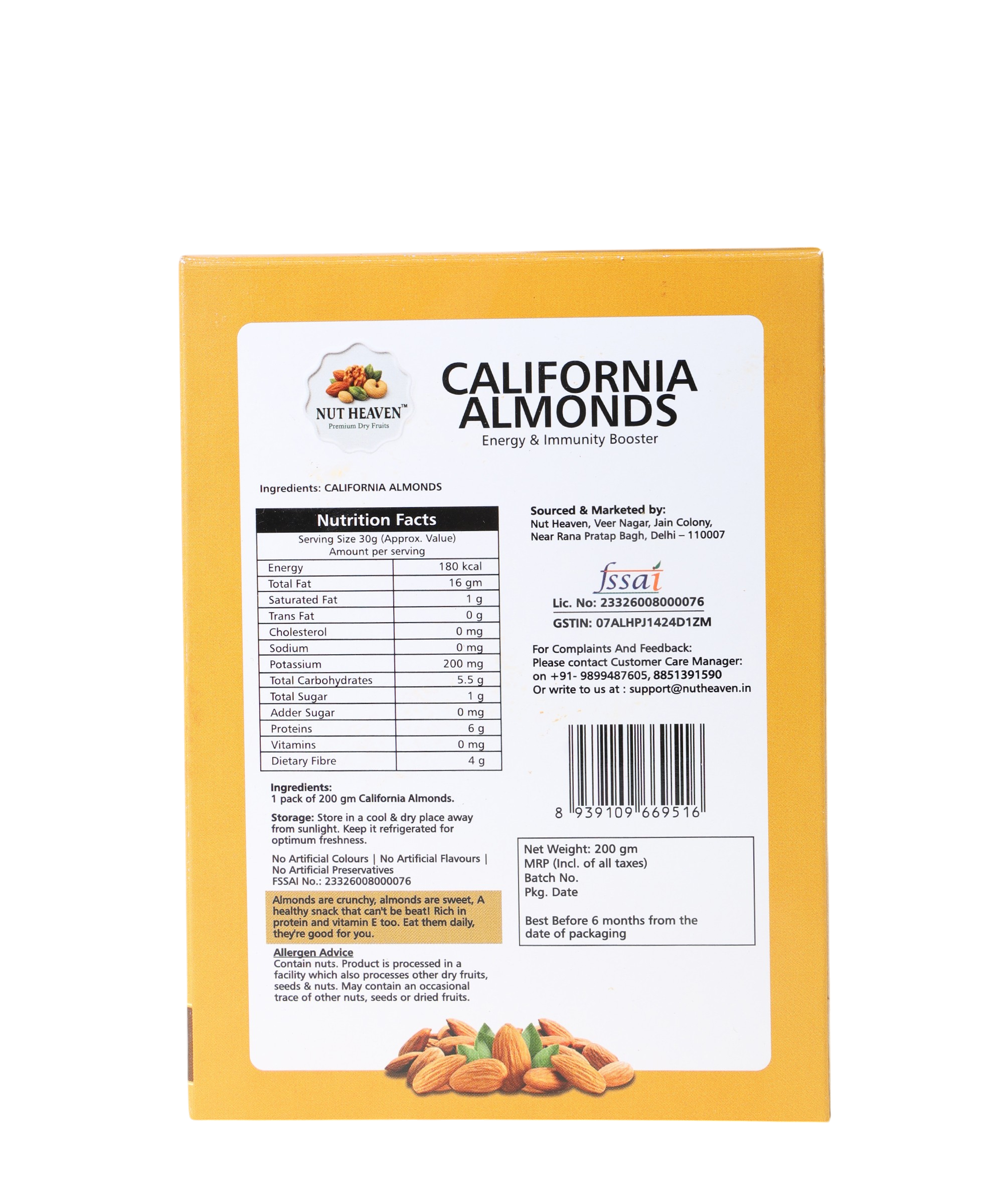 Nut Heaven Almonds 200g + Cashews 200g + Pistachios 200g | Festive Delight Box | Premium Dry Fruits Gift Pack