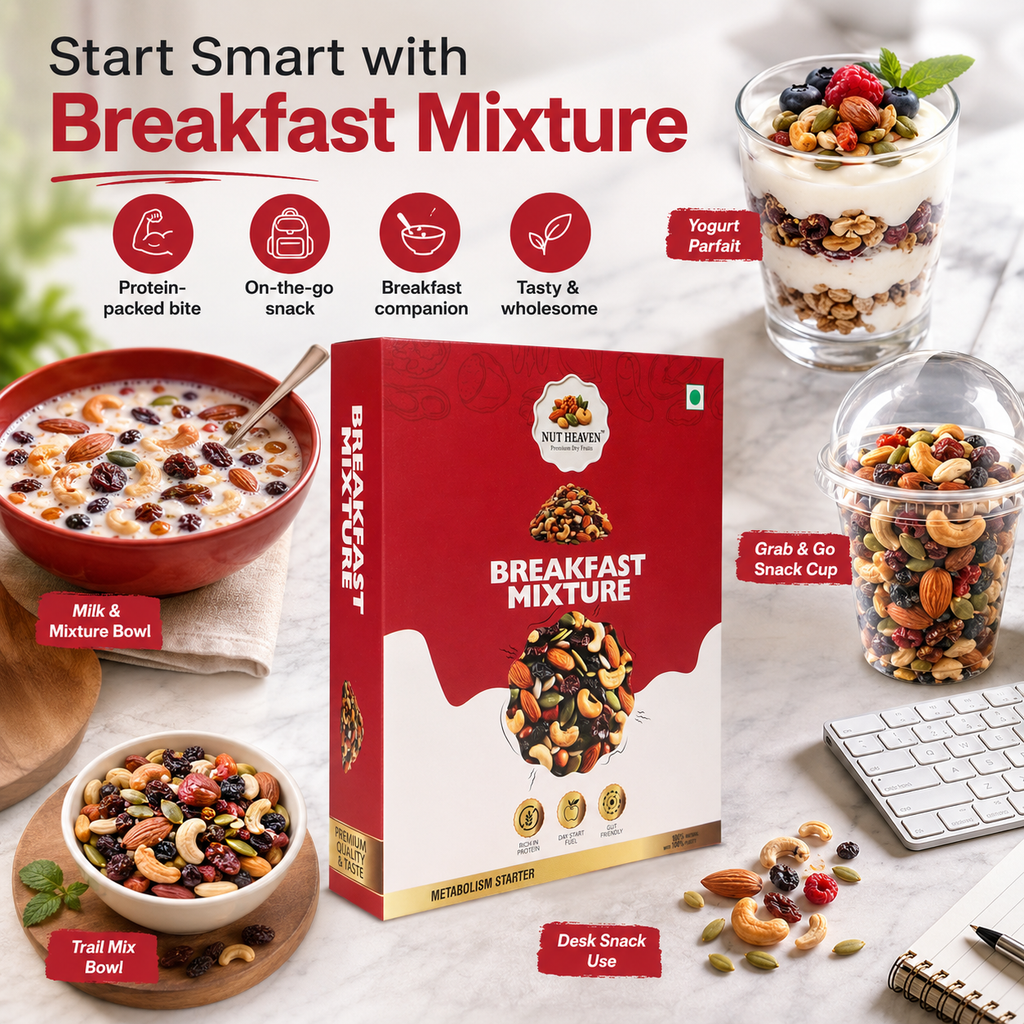 Nut Heaven Walnuts 200g + Seed Mix 200g + Breakfast Mix 200g | Wellness Gift Pack | Healthy Snack Combo