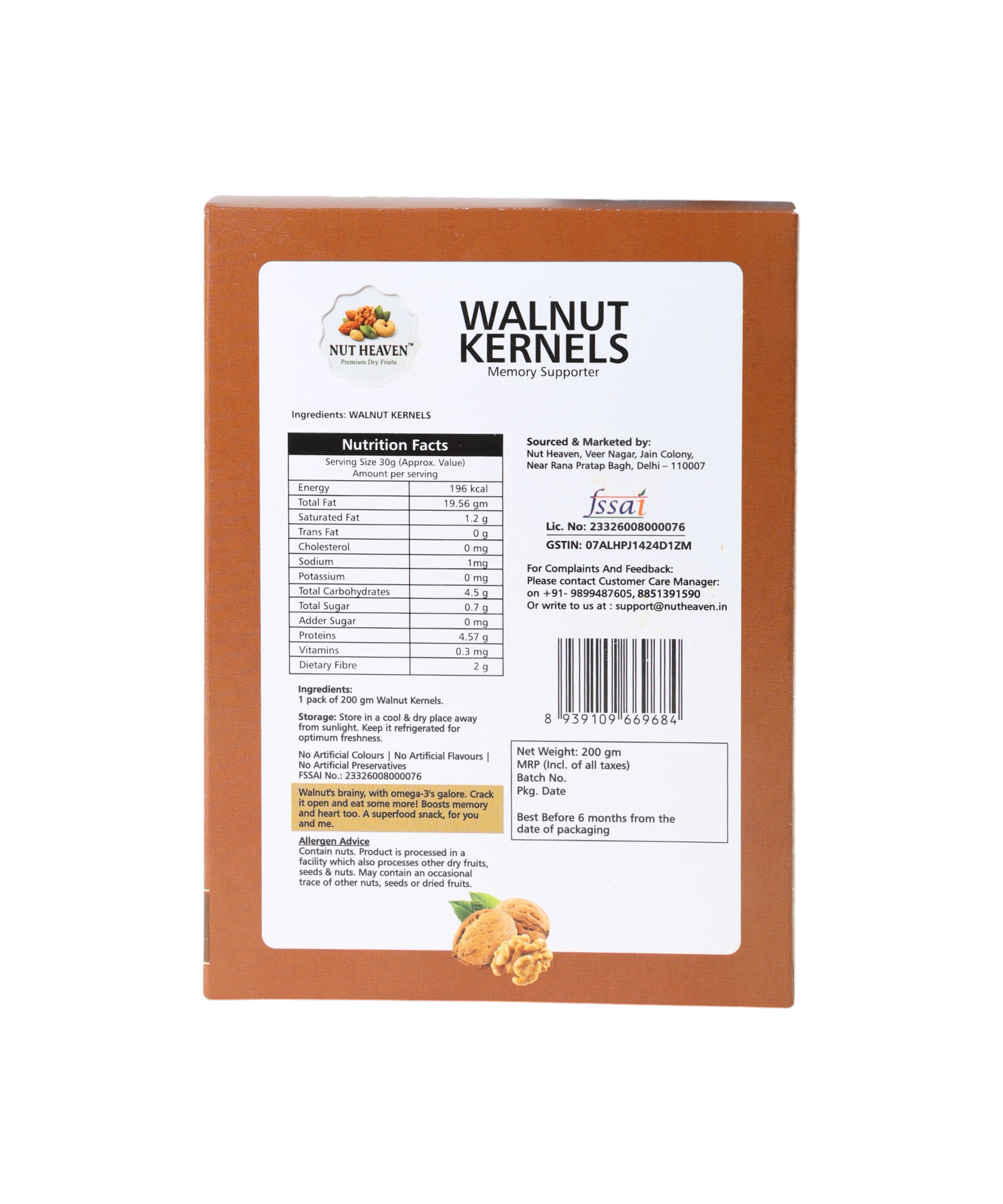 Nut Heaven Almonds 200g + Cashews 200g + Walnuts 200g | Royal Trio Box | Premium Healthy Dry Fruits Combo