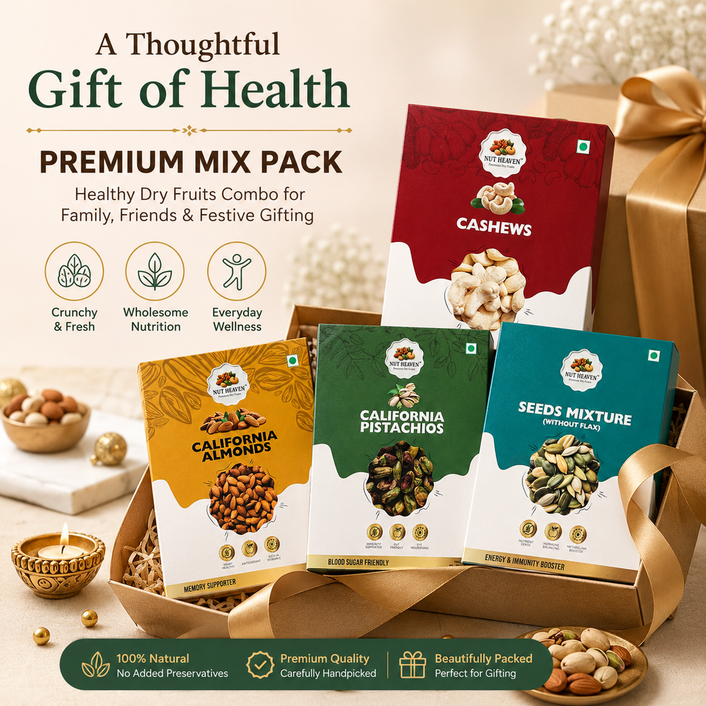 Nut Heaven Almonds 500g + Cashews 200g + Pistachios 200g + Seed Mix 200g | Premium Mix Pack | Healthy Dry Fruits Combo