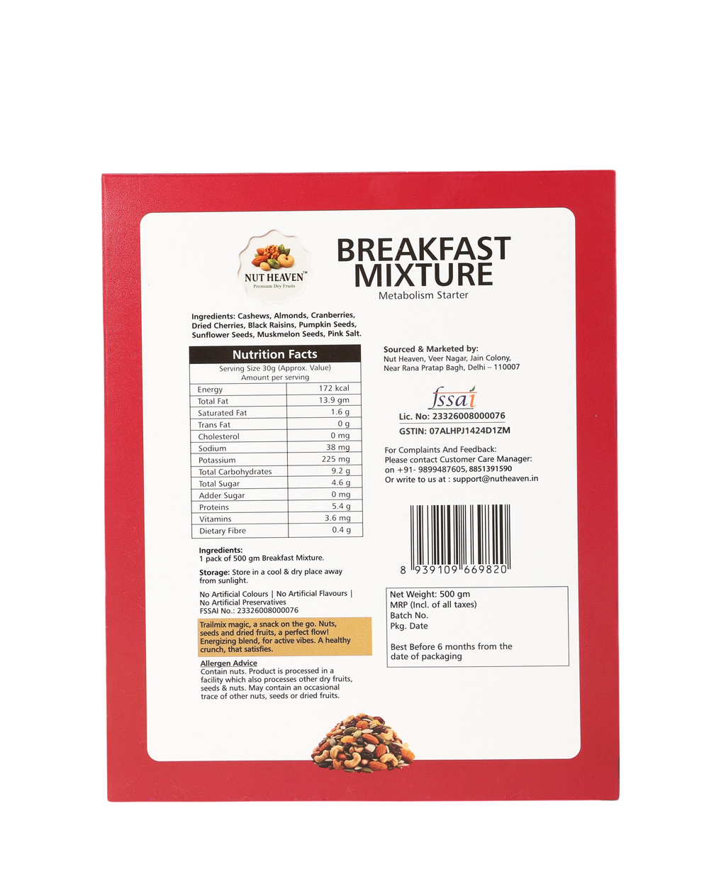 Nut Heaven Almonds 500g + Walnuts 200g + Breakfast Mix 500g | Balanced Premium Combo | Healthy Nutrition Pack