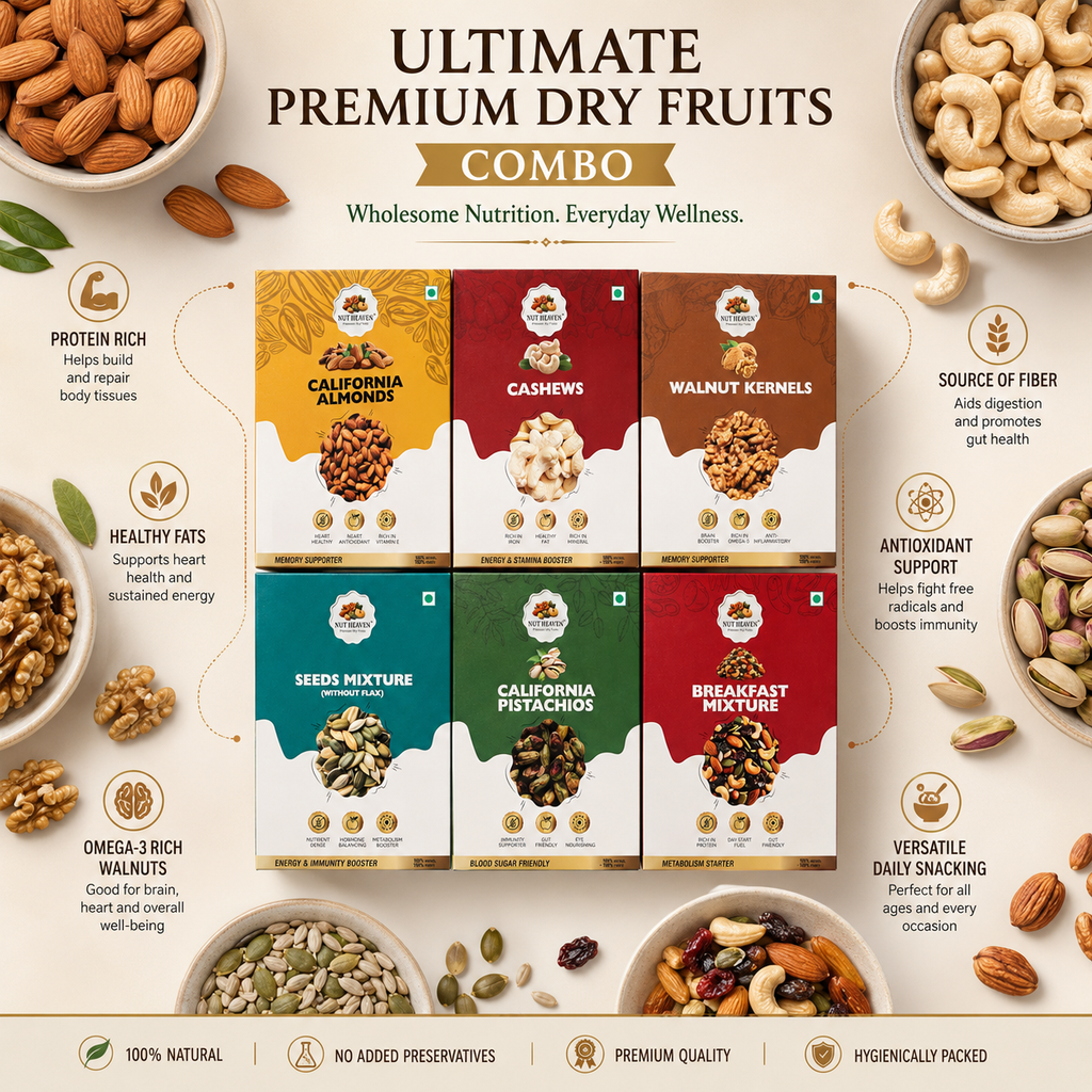 Nut Heaven Complete Nut Heaven Box | All 6 Products 500g Each | Ultimate Premium Dry Fruits Combo