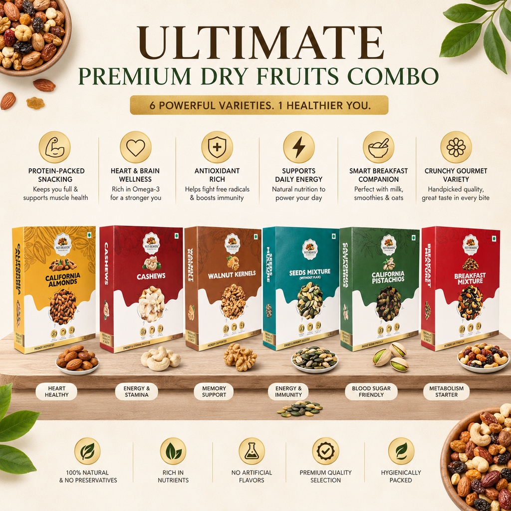 Nut Heaven Complete Nut Heaven Box | All 6 Products 200g Each | Healthy Dry Fruits Combo Pack