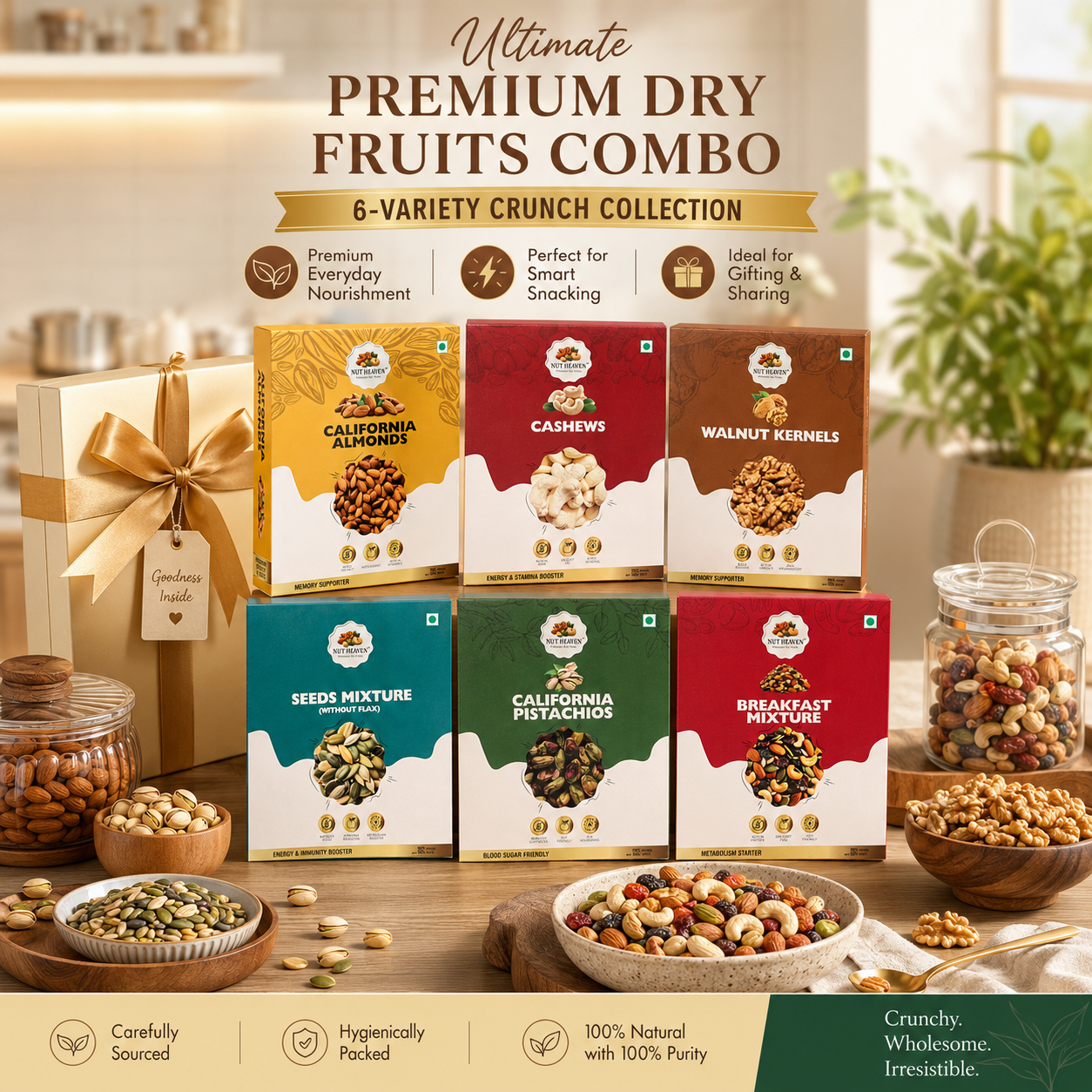 Nut Heaven Complete Nut Heaven Box | All 6 Products 200g Each | Healthy Dry Fruits Combo Pack